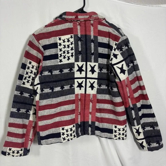 New Identity Hand Woven Red White Blue Stars Stripes Blazer Jacket Women’s Sz. S - Picture 5 of 8